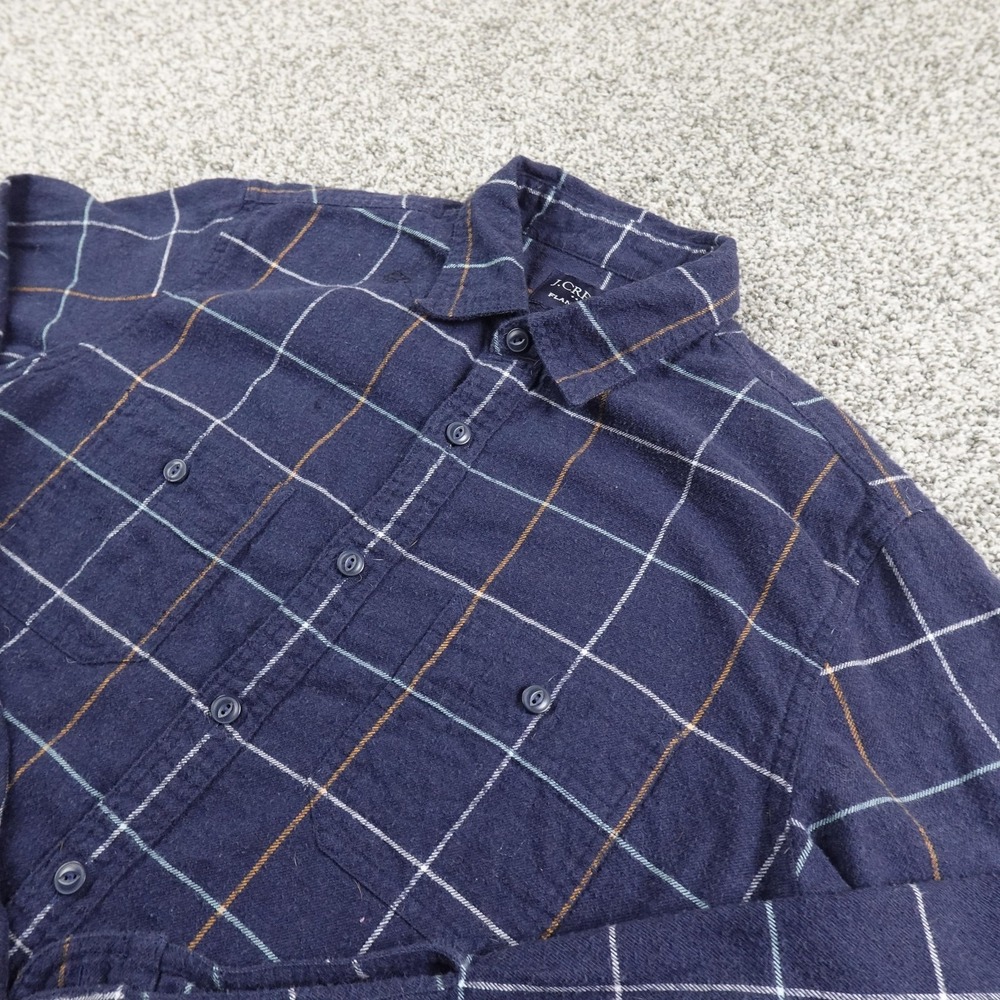 J Crew Flannel Shirt Mens M Blue Plaid Long Sleeve Button Up Casual Outdoor Work